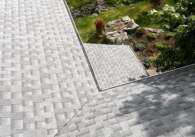 Birds-eye view of shingle installation by Sheeley Roofing