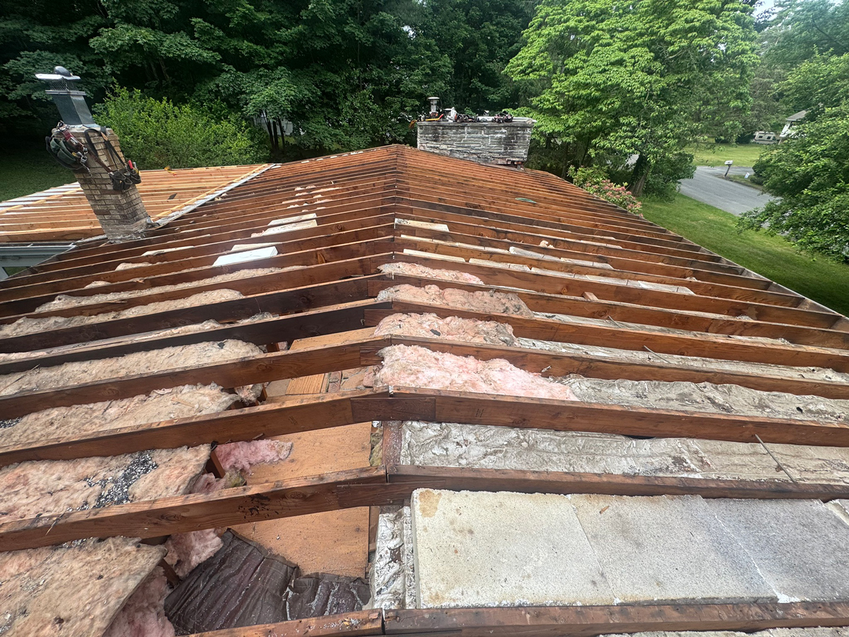 Old wood beams on a roof